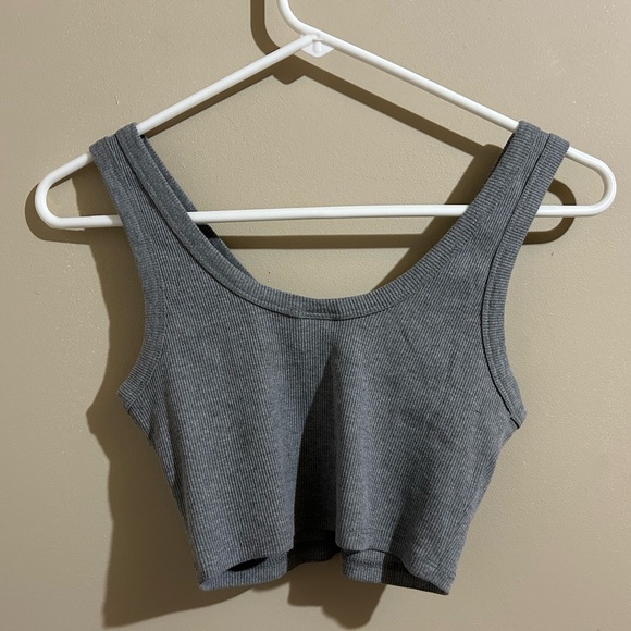 Wild Fable Gray Ribbed Crop Top - Picture 2 of 3